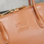 Miu Miu Embossed-Logo Leather Tote Bag